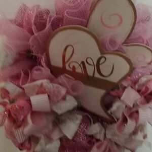 Pink Heart Wreath with Love Design